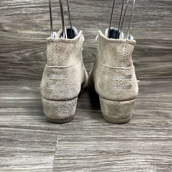 TOMS Desert Beige Suede Wedge Ankle Booties Women's Shoes Size‎ 4 - Picture 4 of 8